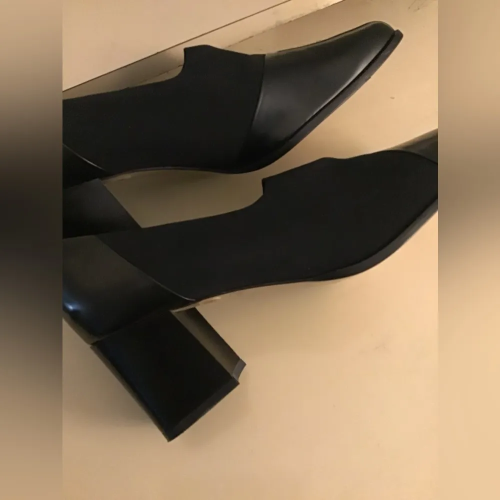 Paul Green women black leather canvas heel pump shoes US 11 UK 8.5 Narrow width - Image 8