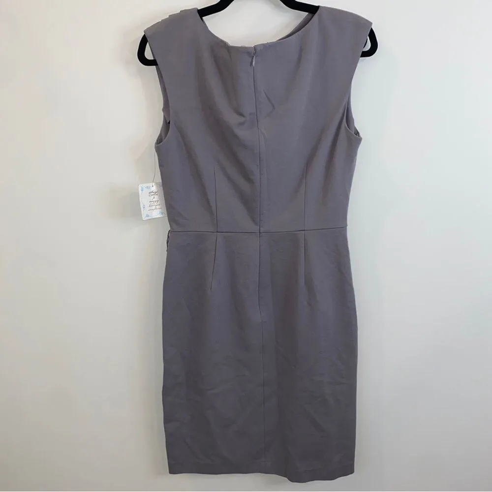 Suzi Chin Steel Gray Drape Classic Cowl Neck Sleeveless Sheath Dress Size 8 - Image 5