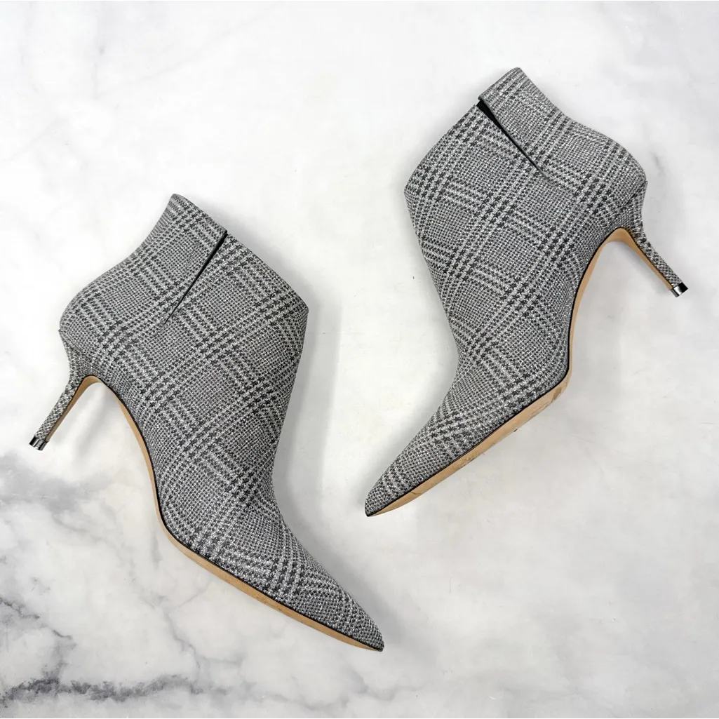 Jimmy Choo Marinda Prince of Stars Glitter Plaid Pointed Toe Ankle Booties Boots - Image 4