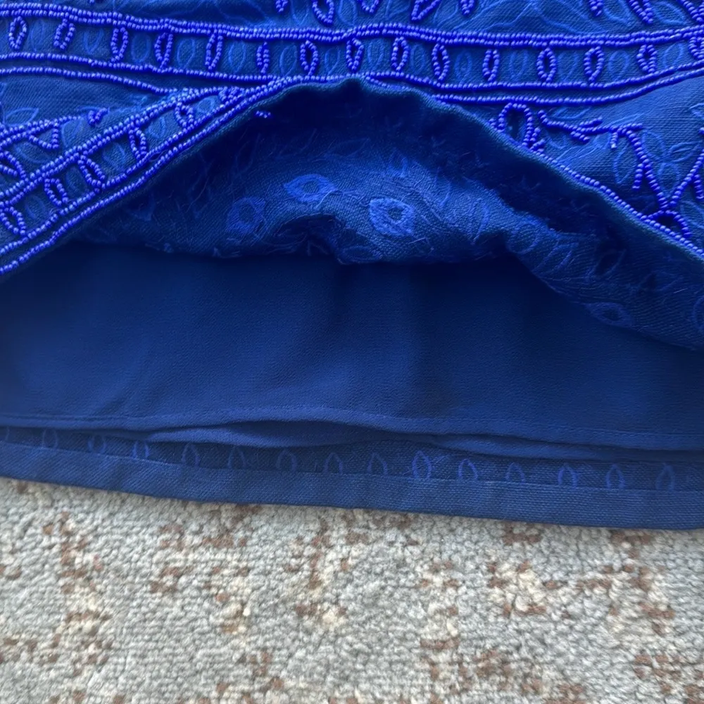 Jigsaw Beaded Linen Mini Skirt Blue 10 - Image 3