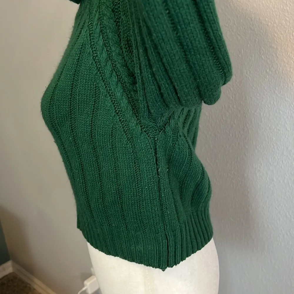 Princess Polly Cropped Cableknit Turtleneck Sweater Green Size S/M - Image 7