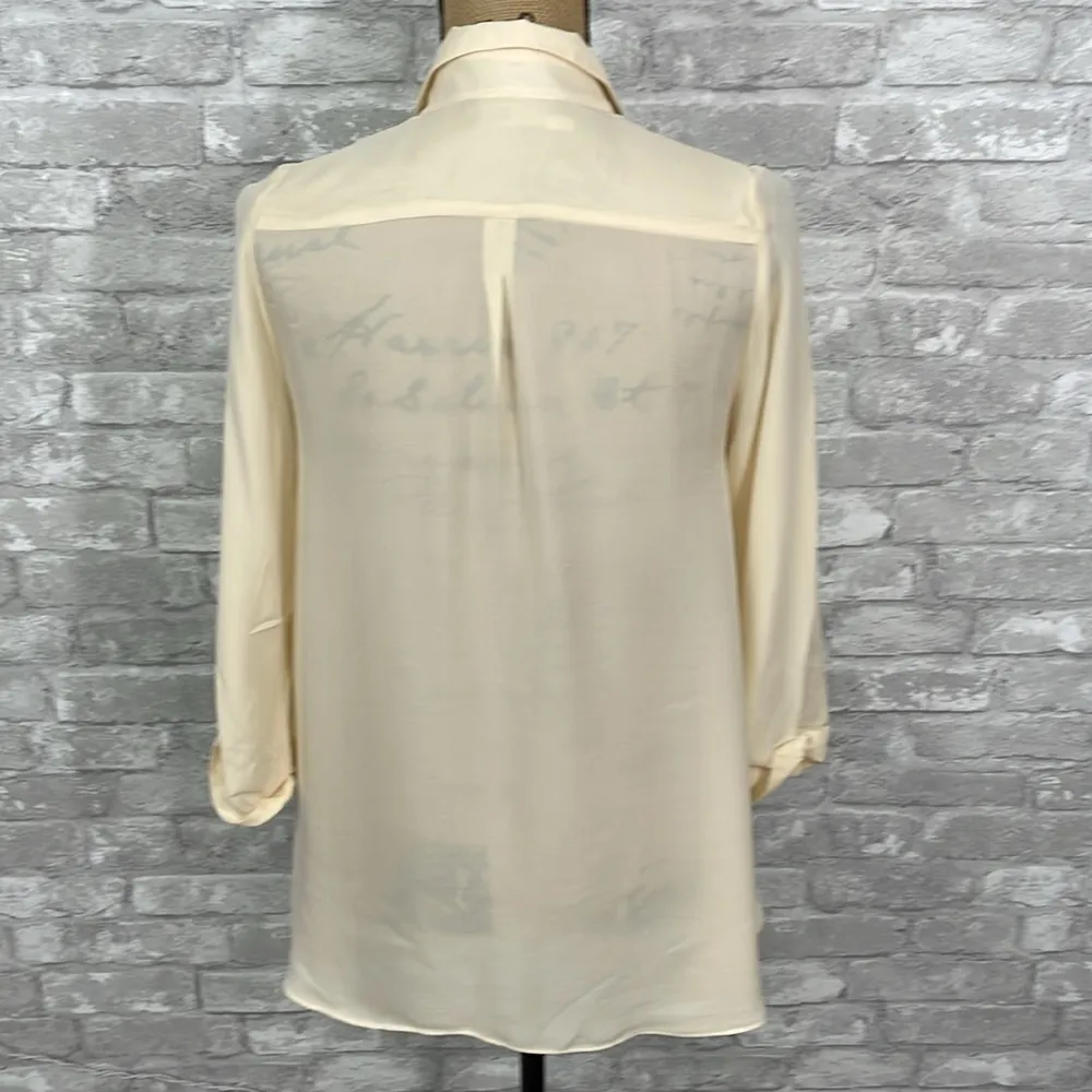 MYNE Cream Silk Sheer Blouse - Image 3
