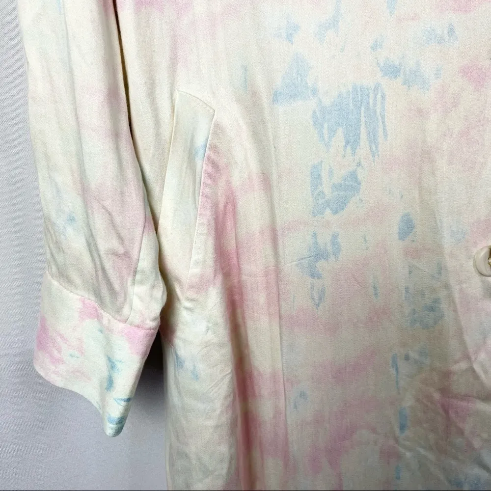 NEW Something Navy Pastel Tie Dye Satin Long Trench Coat S - Image 6