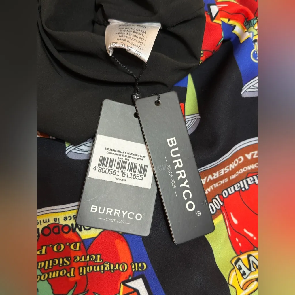BURRYCO Multicolor Graphic Print Dress Black Size 4 - Image 4