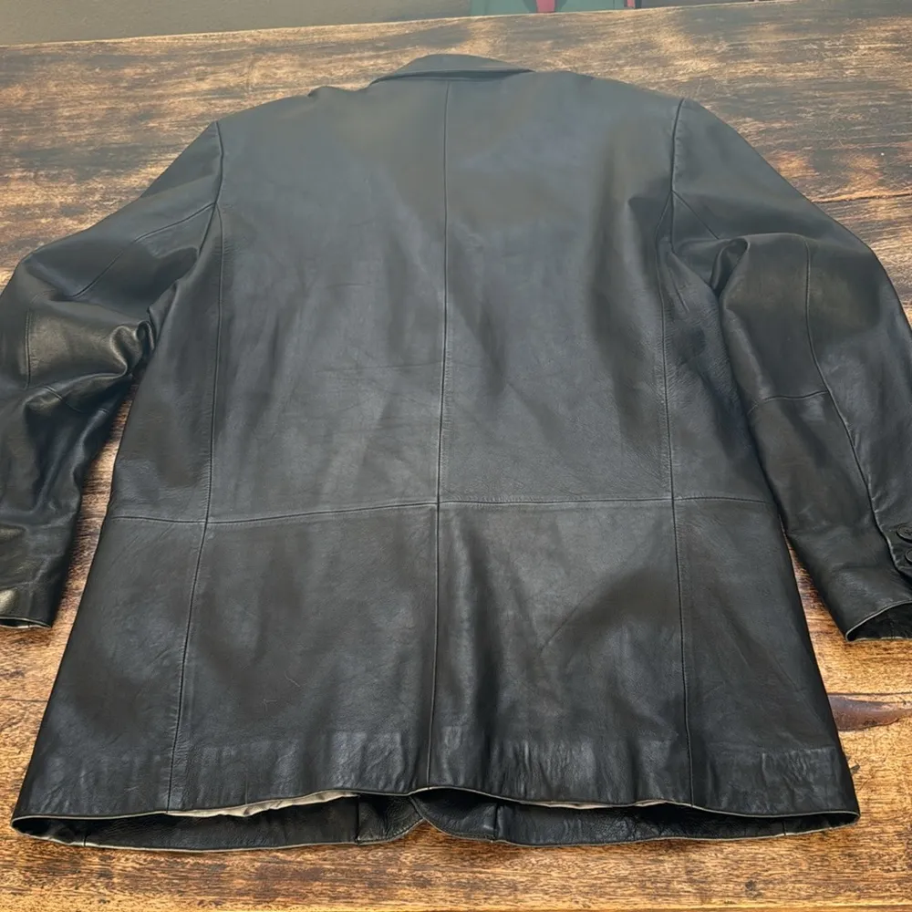 Black leather coat / blazer oversized men’s style butter soft leather so cool Size undefined - Image 5