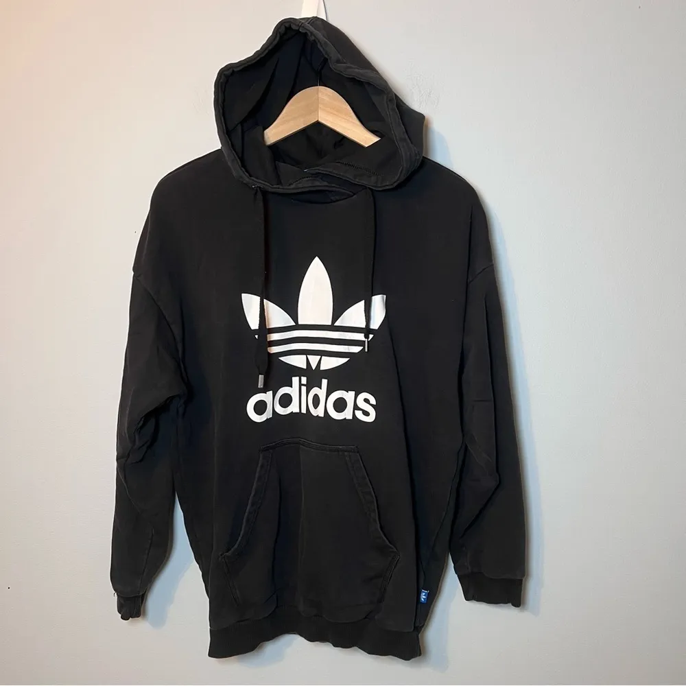 Adidas Originals Trefoil Women's Hoodie size M Black-White Pullover Sweatshirt - Image 2