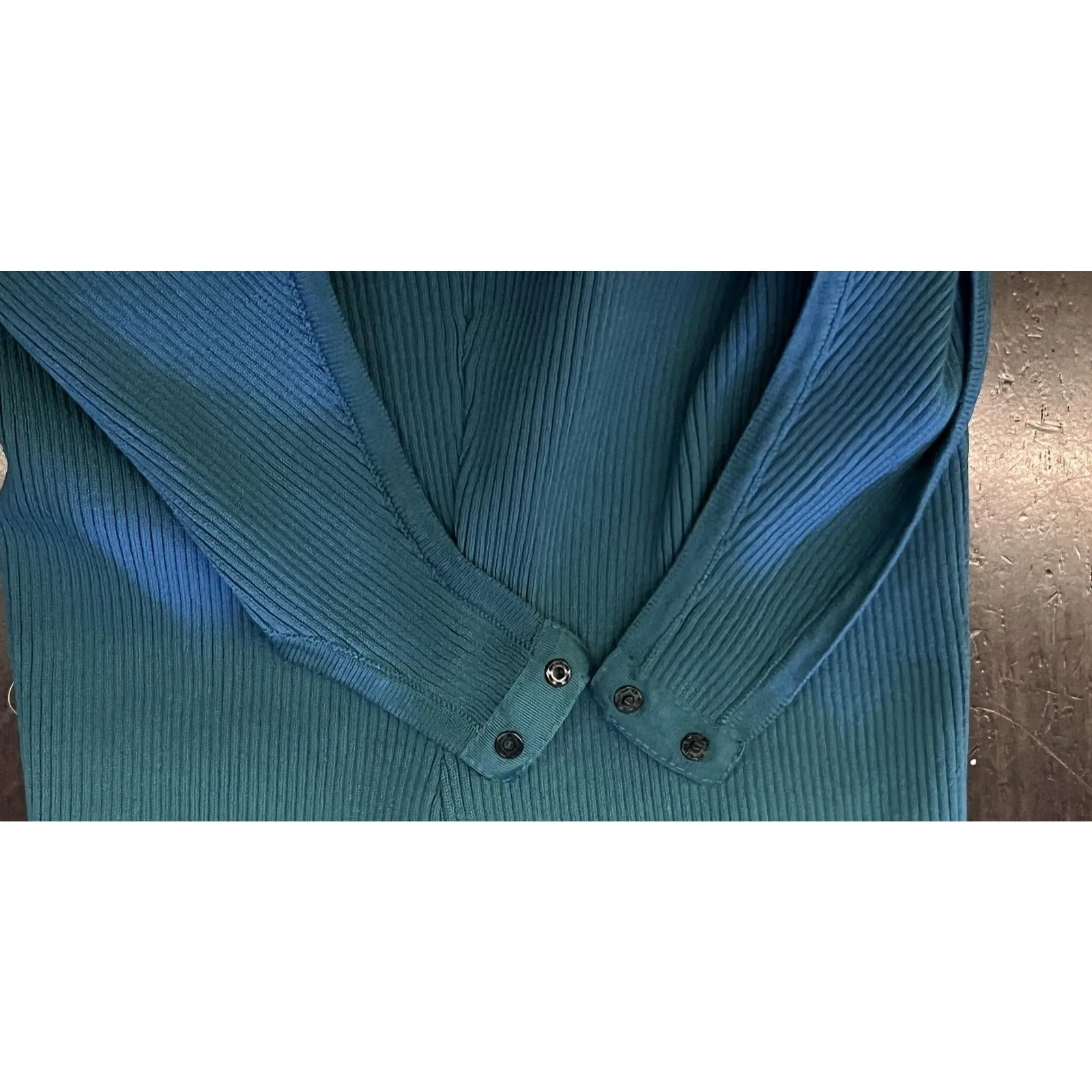 Happily Grey Bodysuit Womens Large Blue Ribbed Sleeveless High Neck Stretch - Image 7