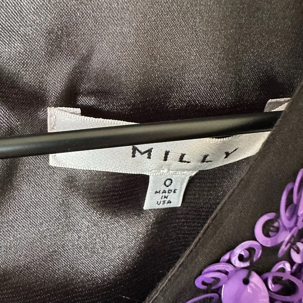 Milly 100% Silk Sequin Black Colorful Crop Tank Top 0 - Image 3