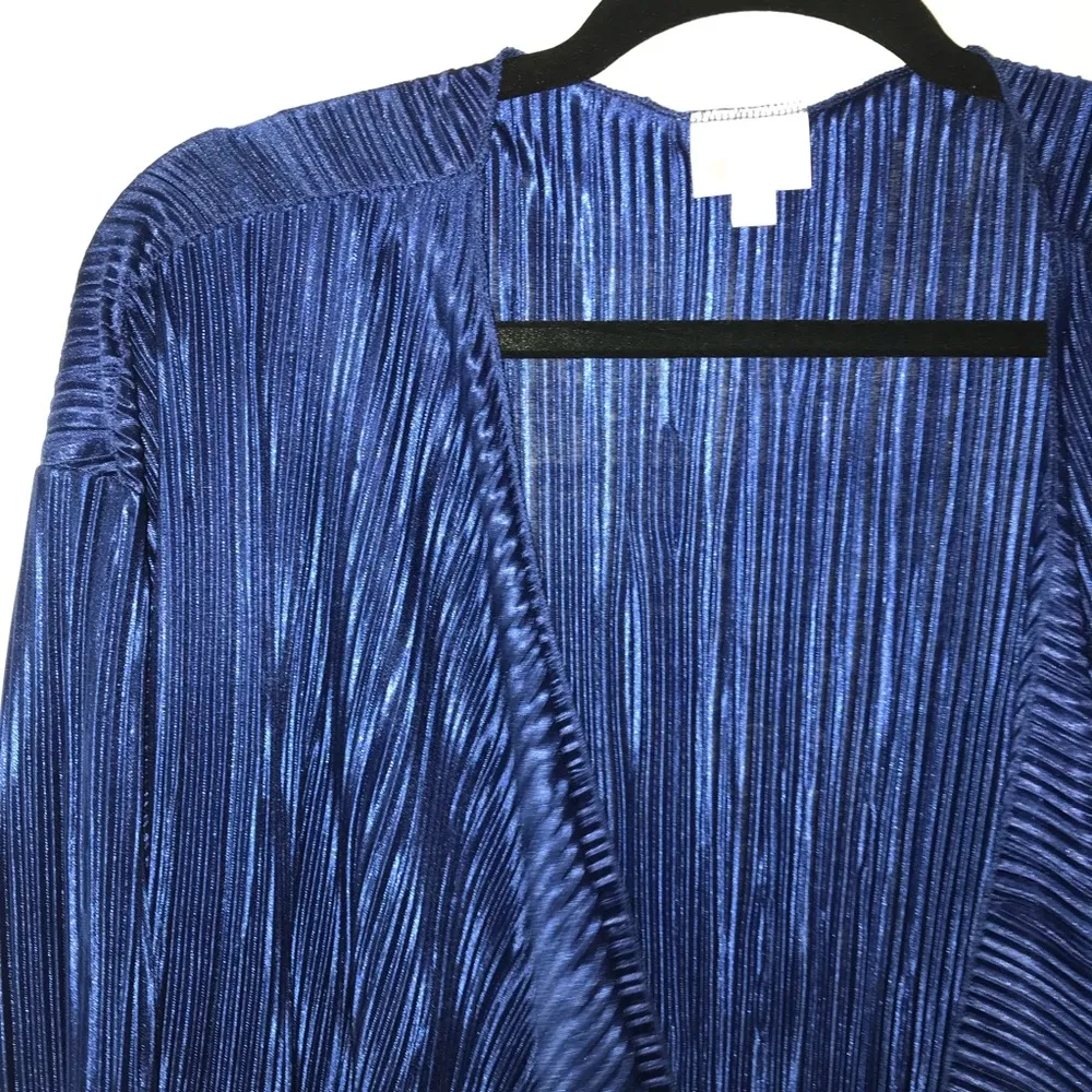 LuLaRoe Shirley Cardigan Open Front Solid Royal Blue Accordion Shirley Sz M NWT - Image 3