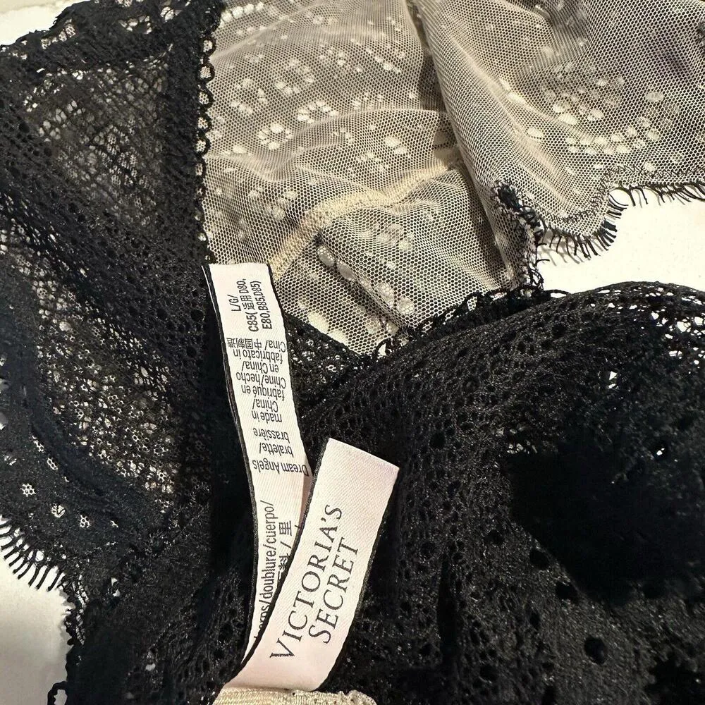 Victoria’s Secret Dream Angels Black Lace & Mesh Bralette Racerback Sz L Large - Image 9