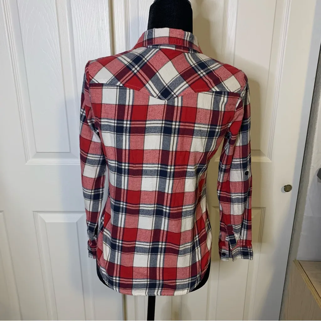 Mel & Mo Red and White Plaid Button - Image 3