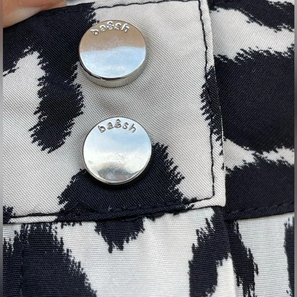 BA&SH Opus Animal Print Blouse in black and ecru size L /8 - Image 6