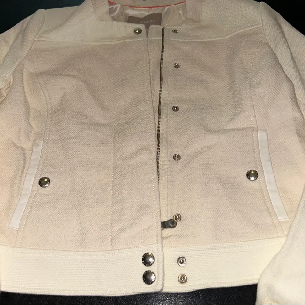 Banana Republic beige tweed blazer jacket - Image 3