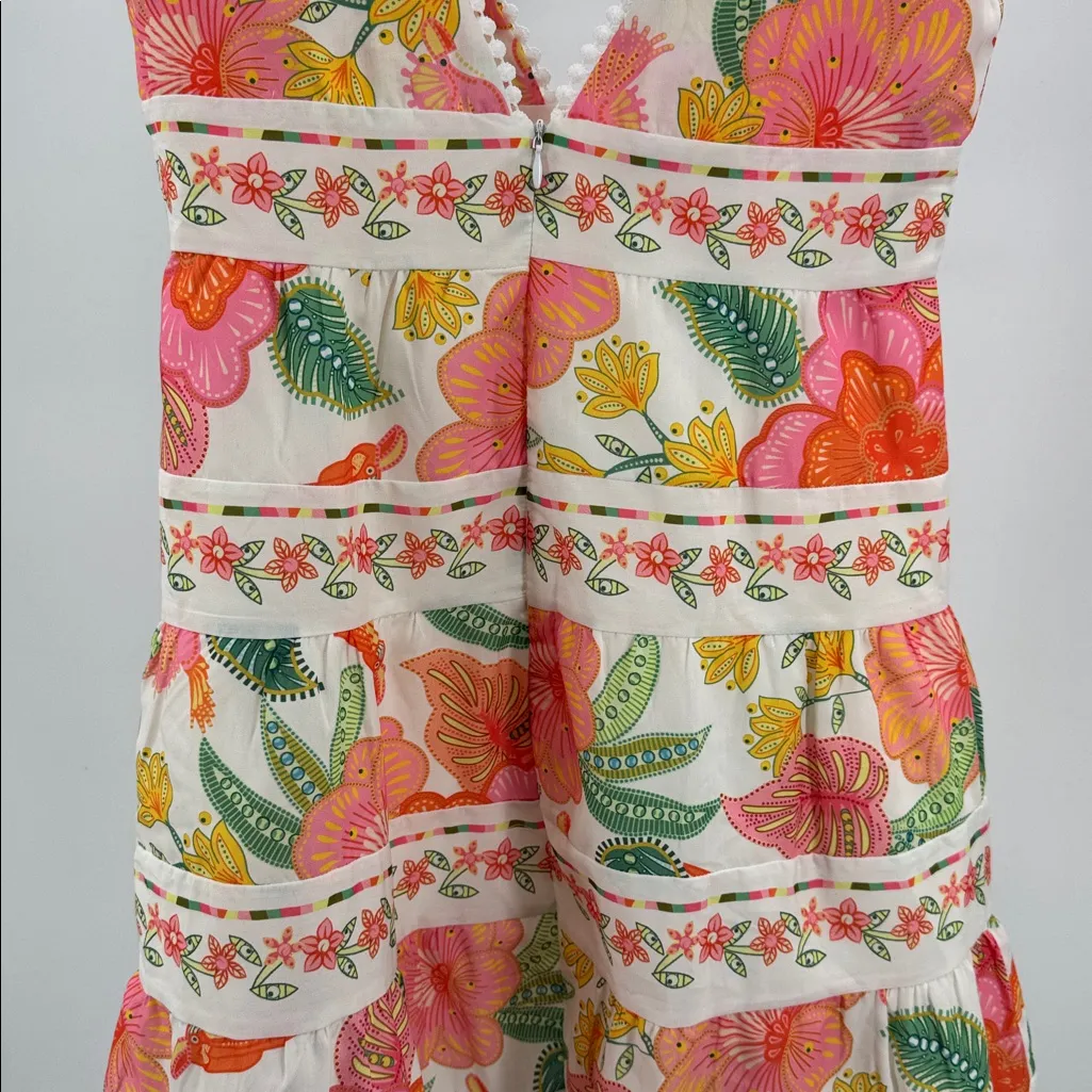 Floral Mini sundress bows M floral NWT tiered eyelet summer vacation beach cute White Size M - Image 4