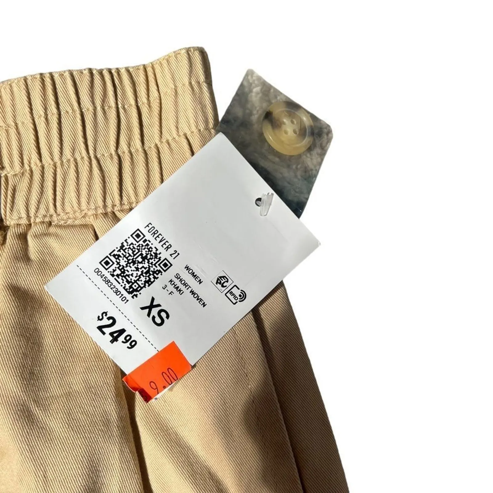 NWT Forever 21 Shorts Womens XS Khaki High Waist Cuffed Chino Casual - Image 4