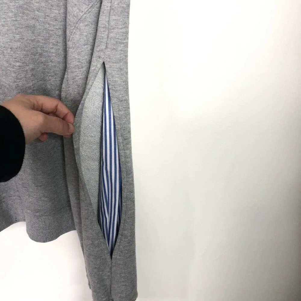 NEW Derek Lam Denim Grey Peek-A-Boo Shirting Sweatshirt Women's Large - Image 6