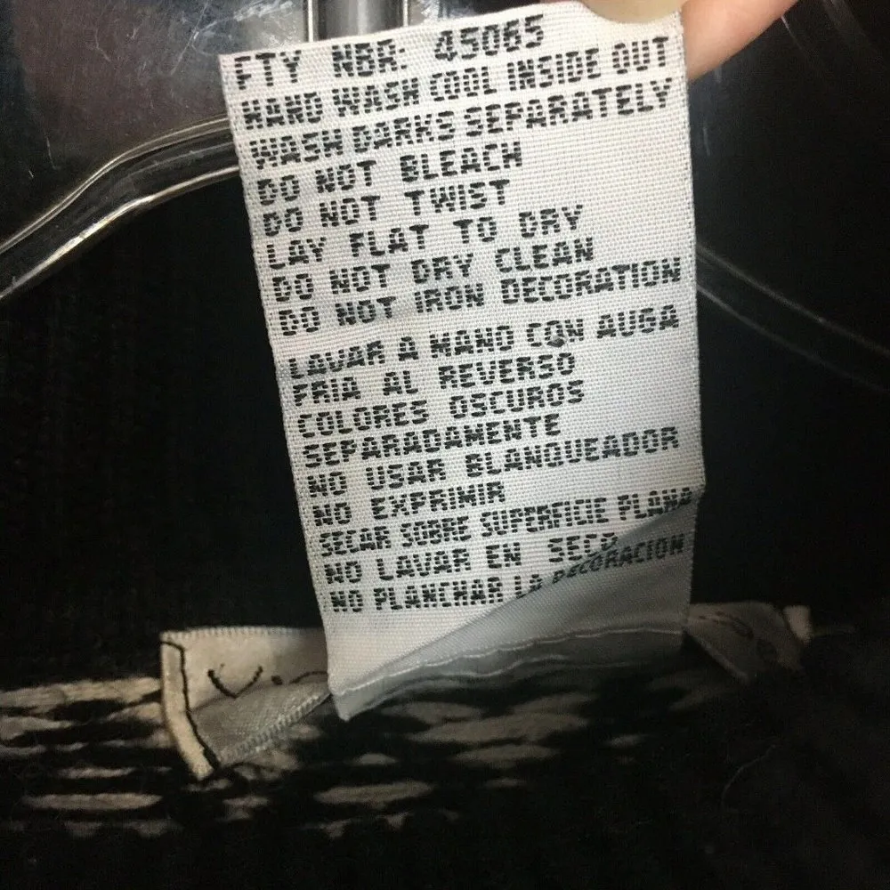 Victoria Jones Fair Isle Black & White Turtleneck Sweater Winter Hats Women’s Lg - Image 4