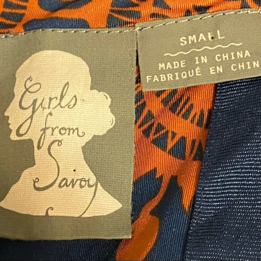 Anthropologie Girls From‎ Savoy Orange Blue Strapless Dress Size Small - Image 8