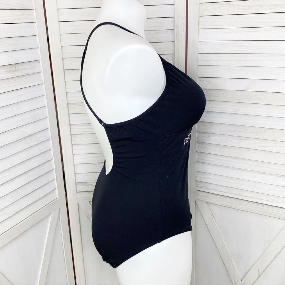 Maxine‎ of Hollywood Azul Swimsuit Studded One Piece Black Silver 16 - Image 3