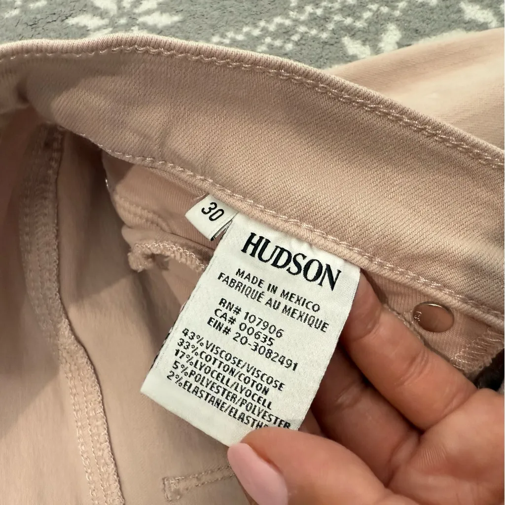 Hudson Barbara High Rise Ankle Skinny Exposed Button‎ Fly Blush Pink Size 30 - Image 9