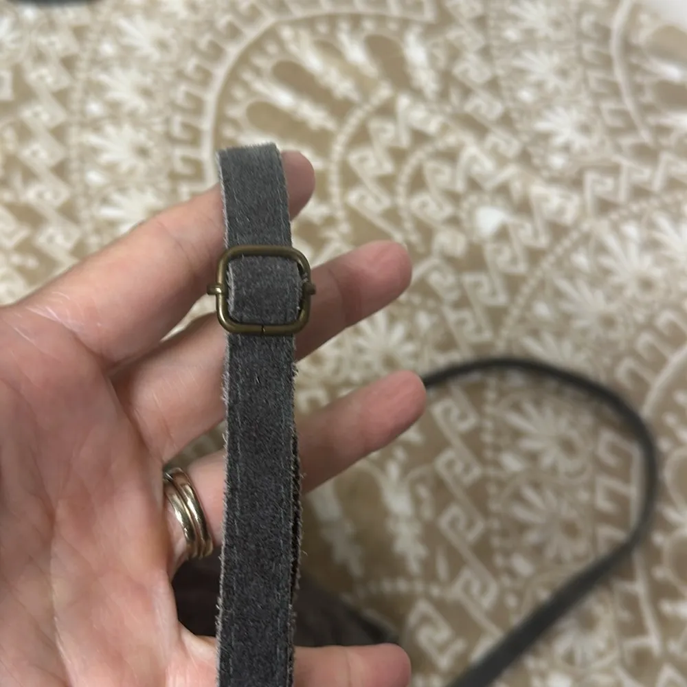 Grey Leather Fringe Crossbody Bag Gray - Image 6