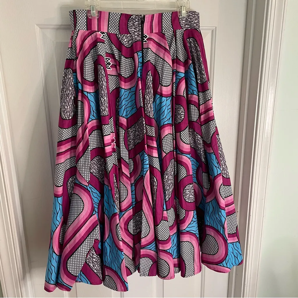Vibrant Multicolor Women's Skirt handmade retro artsy costume dress up flared Pink Size undefined - Image 4