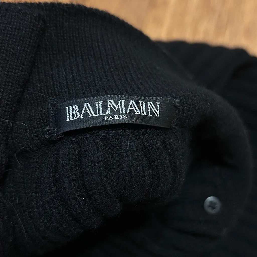 Balmain 6 Button Two Front Pocket 100% Wool Black Knitted Skirt size M - Image 4