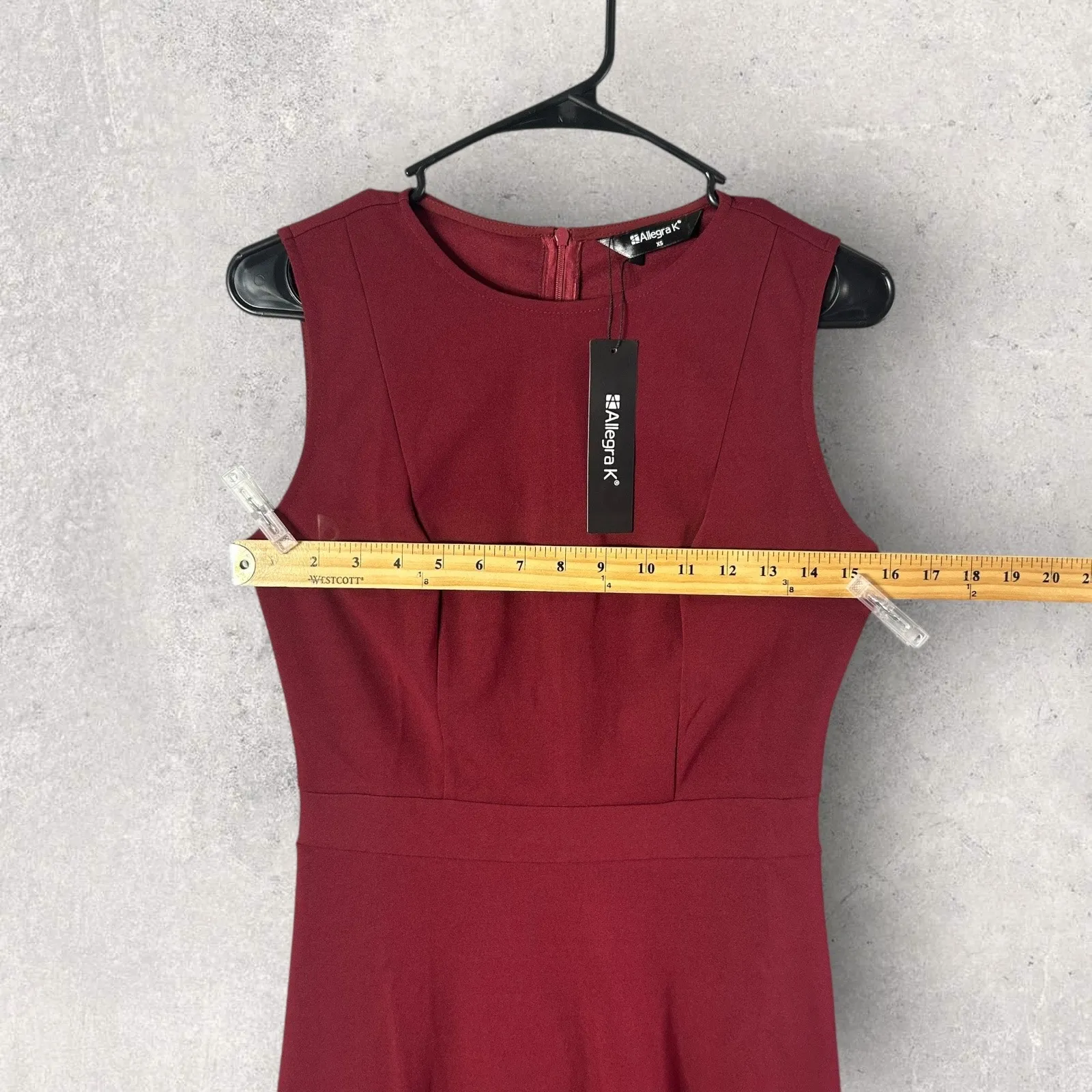 New Allegra K Burgundy Sleeveless Fit and Flare Dress Cocktail Stretch XS‎ - Image 4