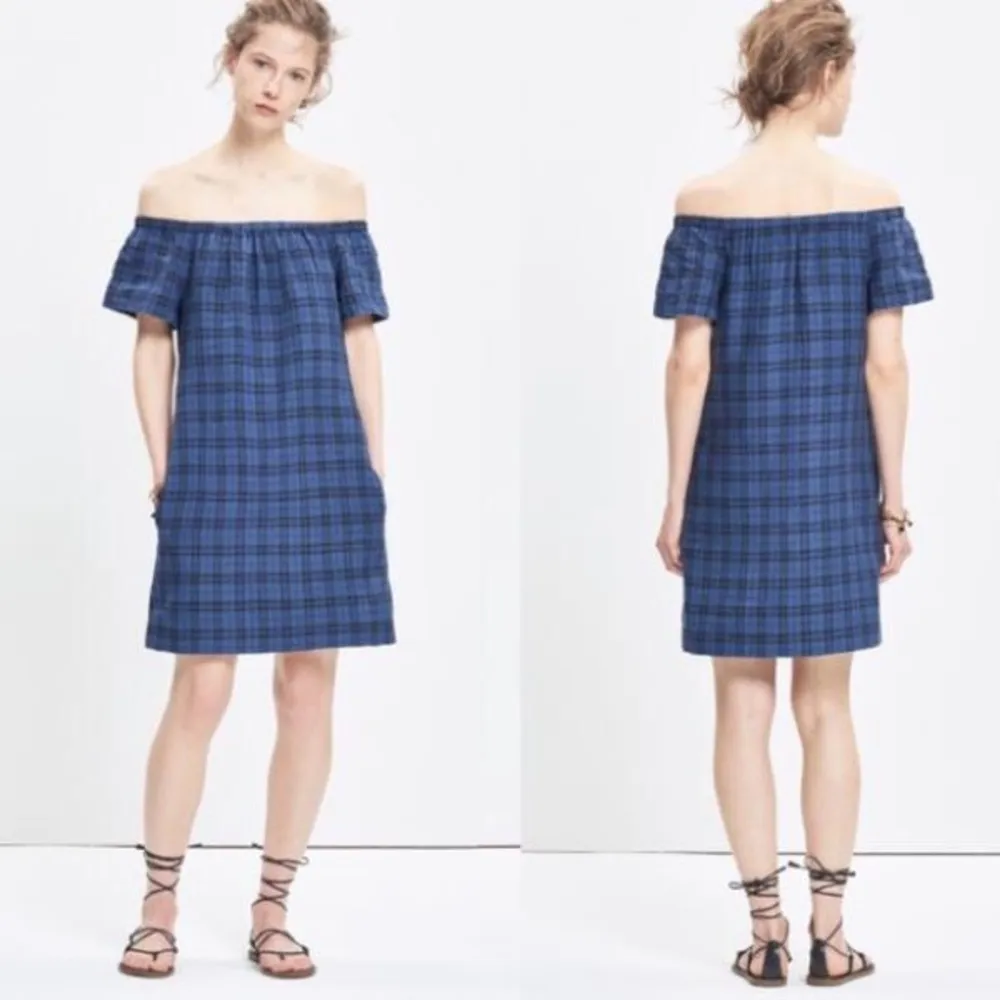 Madewell Plaid Off Shoulder Dress - Image 2