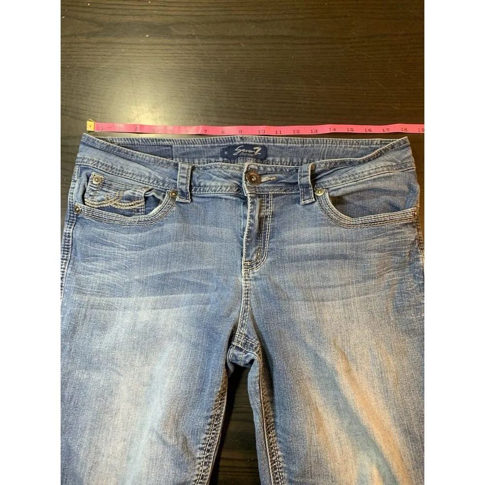 7 For All Mankind Cropped Jeans Womens Size 16 36x22 Embroidered Pockets‎ READ - Image 8