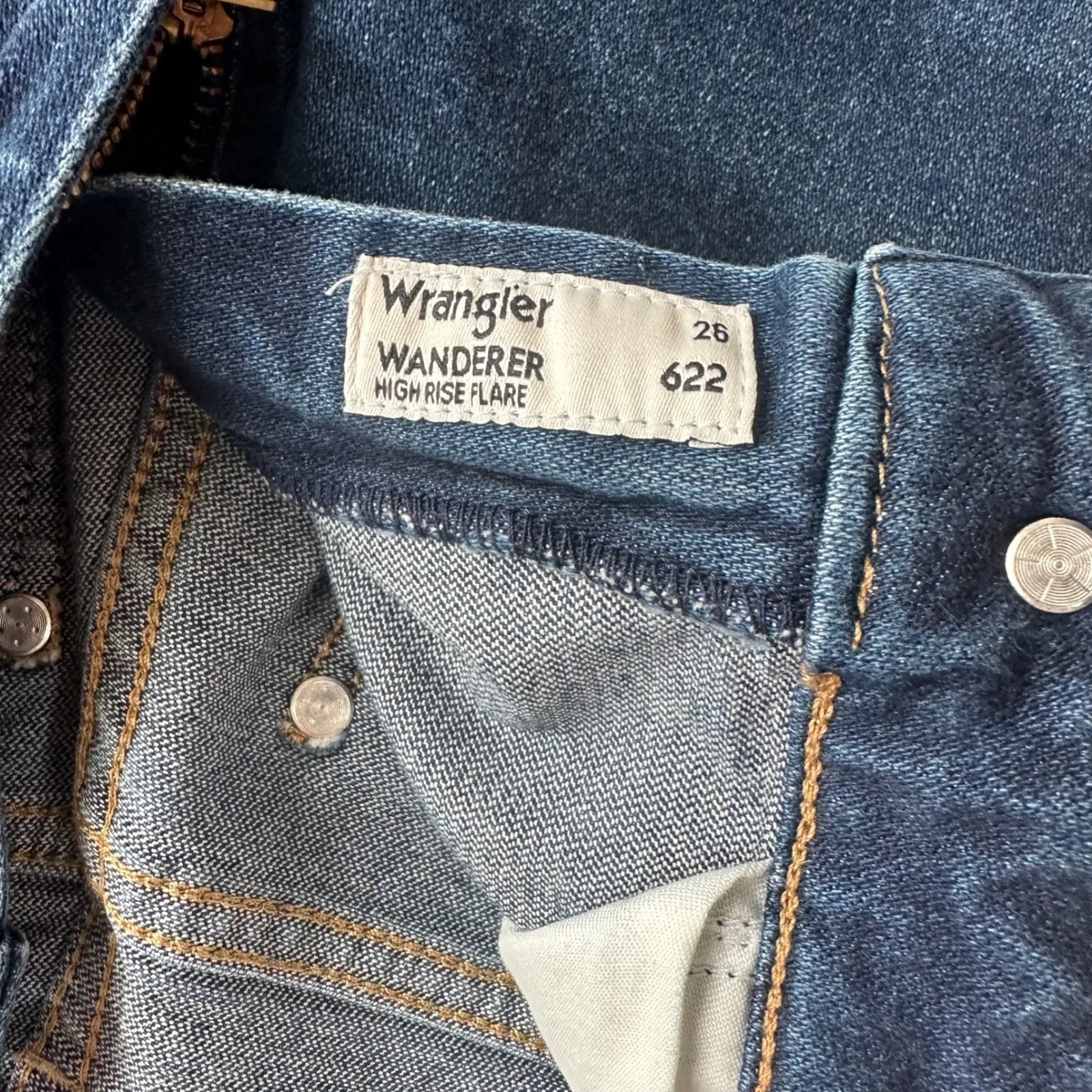 Wrangler Wanderer High Rise Flare Jeans Womens Size 26 Dark Wash Denim - Image 5