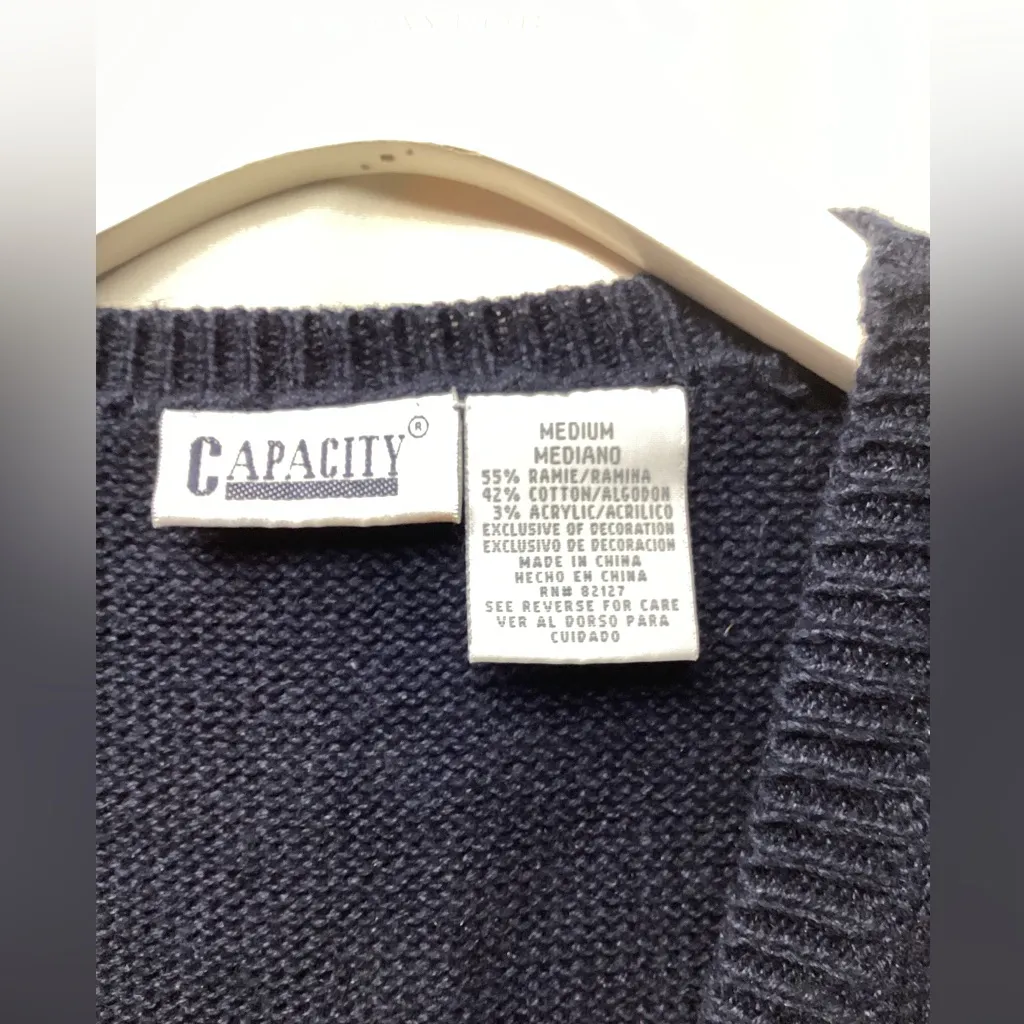 Capacity Vintage vest. Navy Winter Scene. Size Medium Blue - Image 7