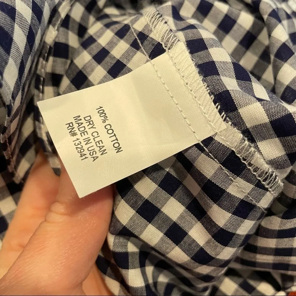 Amanda Uprichard Blue & White Gingham Ruffled Tank Top Blouse S - Image 9