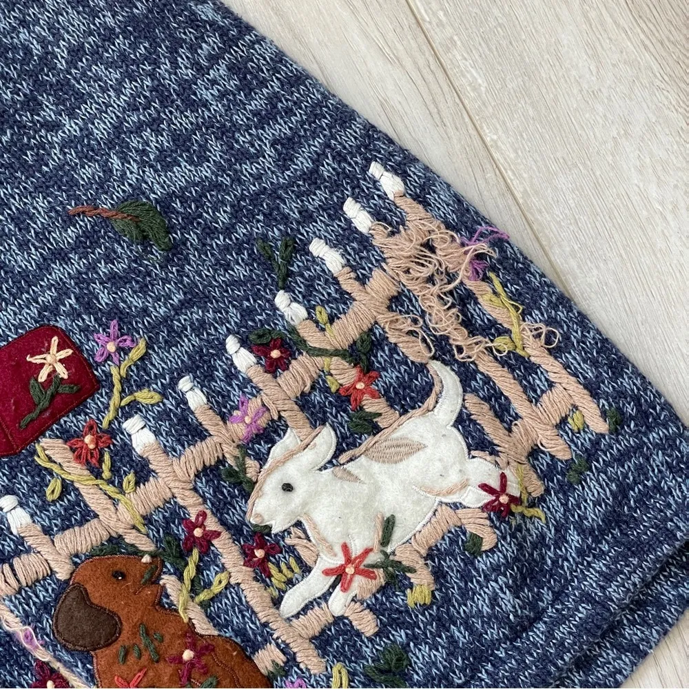 Bobbie Brooks Sweater Vest dogs embroidered womens Blue (size 14w 16w) vintage - Image 4