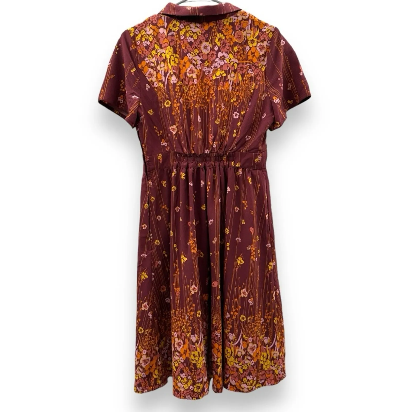 ModCloth Lively Identity Burgundy Floral Short Sleeve Mini Dress Size L‎ NEW - Image 7