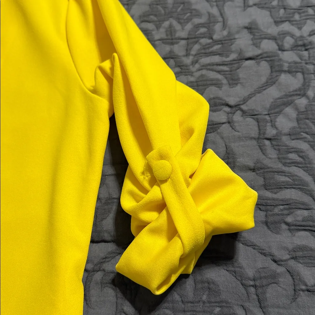ANDREE BY UNIT women’s size medium yellow lightweight blazer roll up sleeves nwt - Image 5