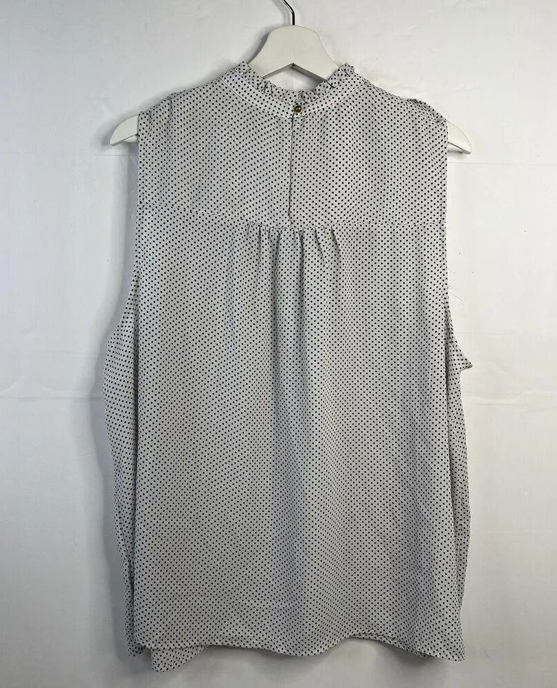Who What Wear 2X Blouse Top Sleeveless High Neck Polka Dot Ruffle Keyhole Womens - Image 9