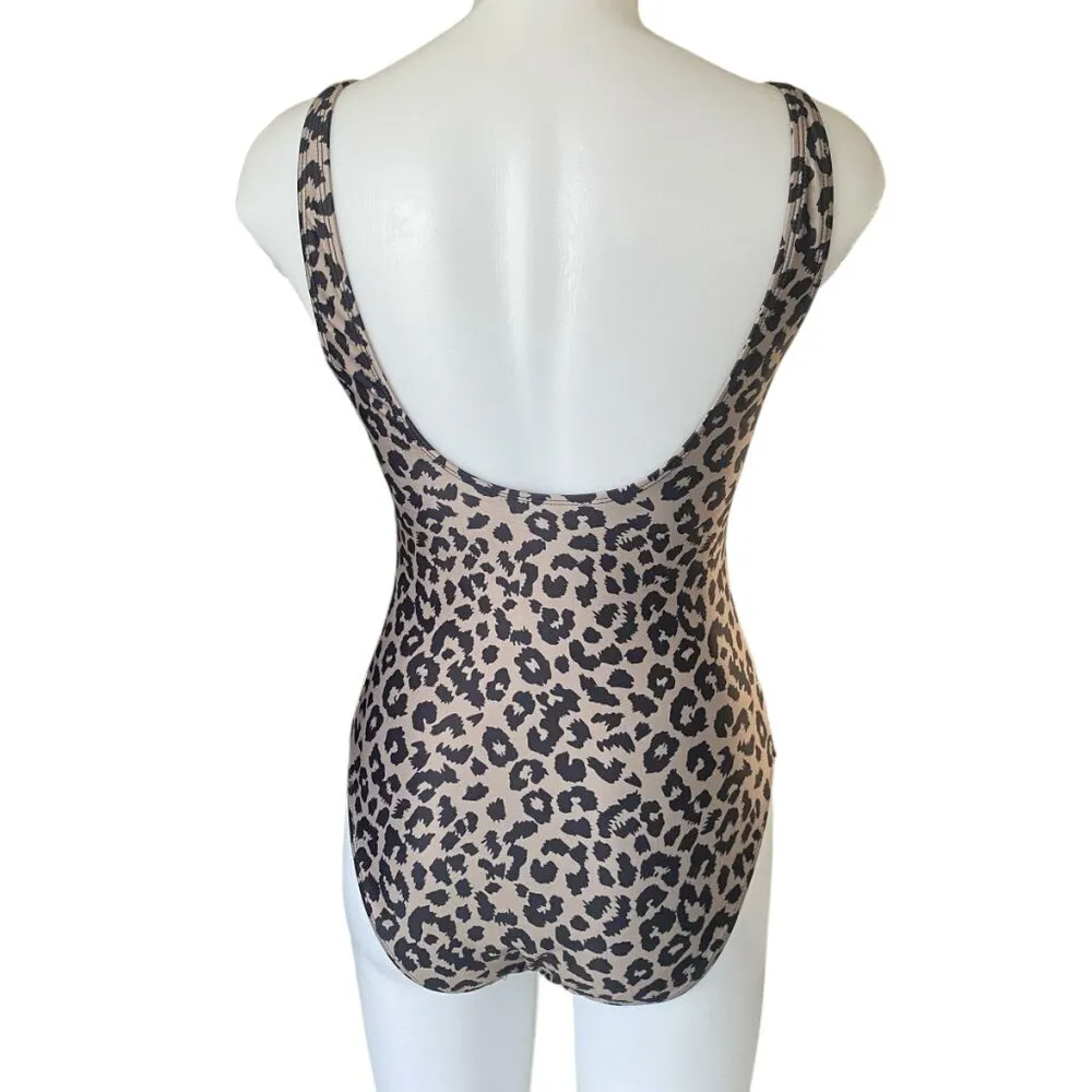 Nicole Miller women's size small sand stone cheetah print one piece swimsuit - Image 4