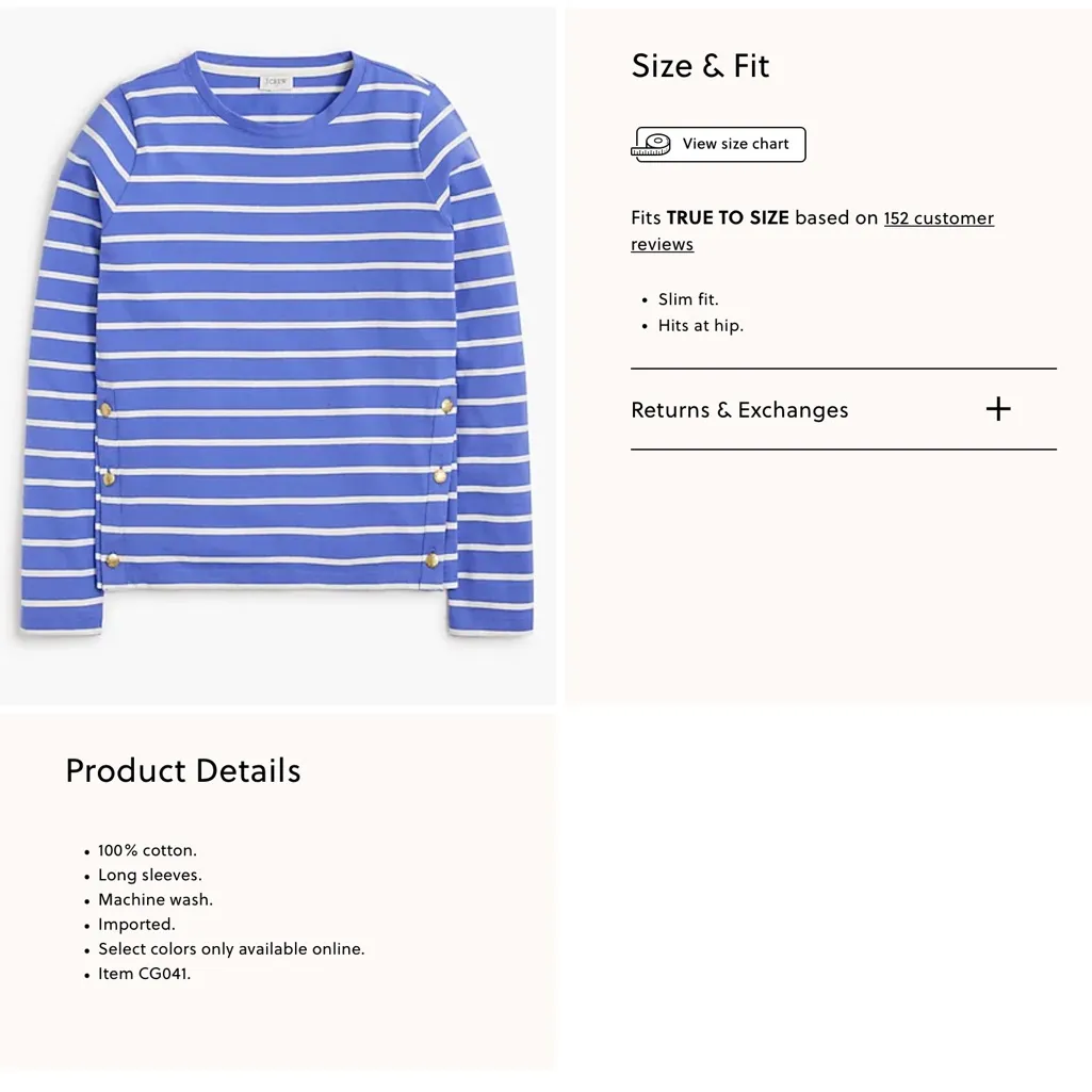 NWT J Crew Striped long-sleeve side-button top XL box cutter slice repair/cover - Image 3