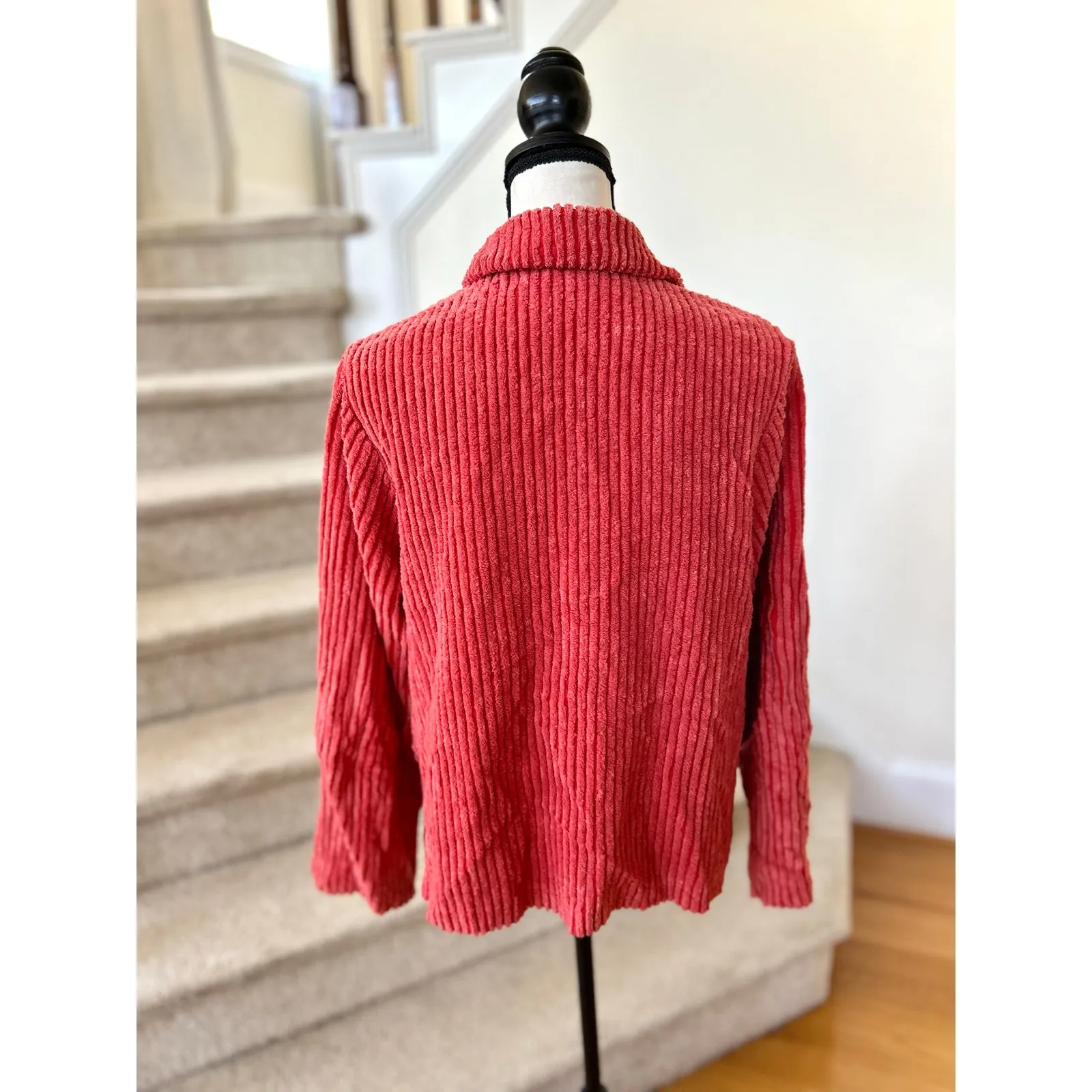 Habitat Orange Chenille Fleece Chunky Button Cardigan Bed Jacket - Image 3