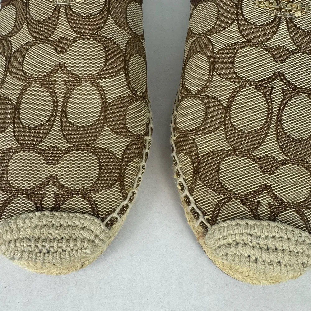 Coach Signature Brown and Tan Espadrille Slip-Ons - Image 4
