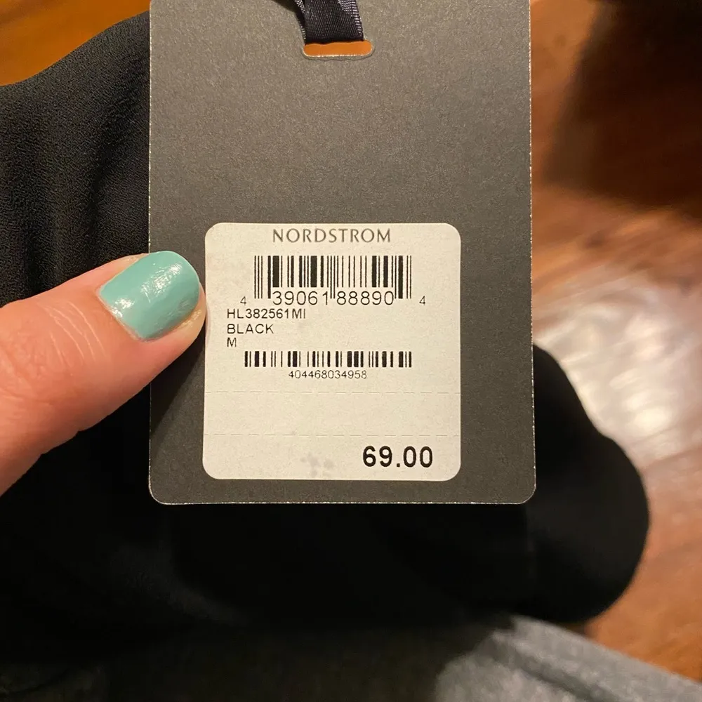 Nordstrom Trouvé Black Flowy Wrap Long Sleeve Blouse - Image 5