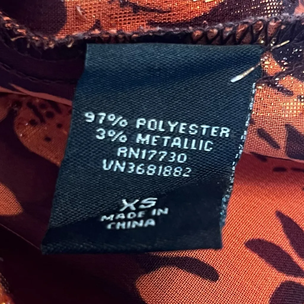 Anna Sui Gold Metallic Burnout Floral Sleeveless High Neck Blouse Size XS - Image 5