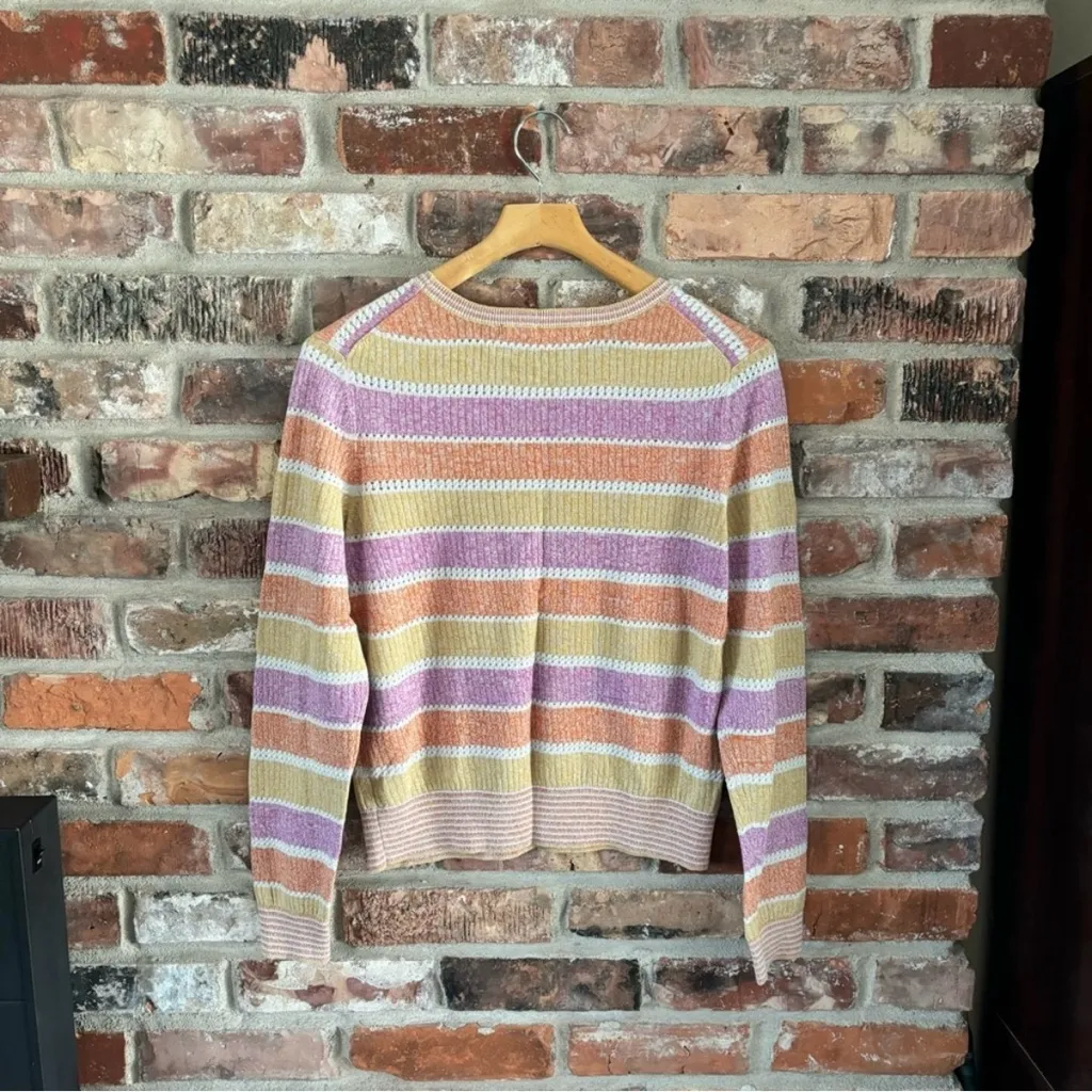 Veronica Beard Linen Cotton Colorful Stripe Knit Lightweight Sweater, L - Image 5