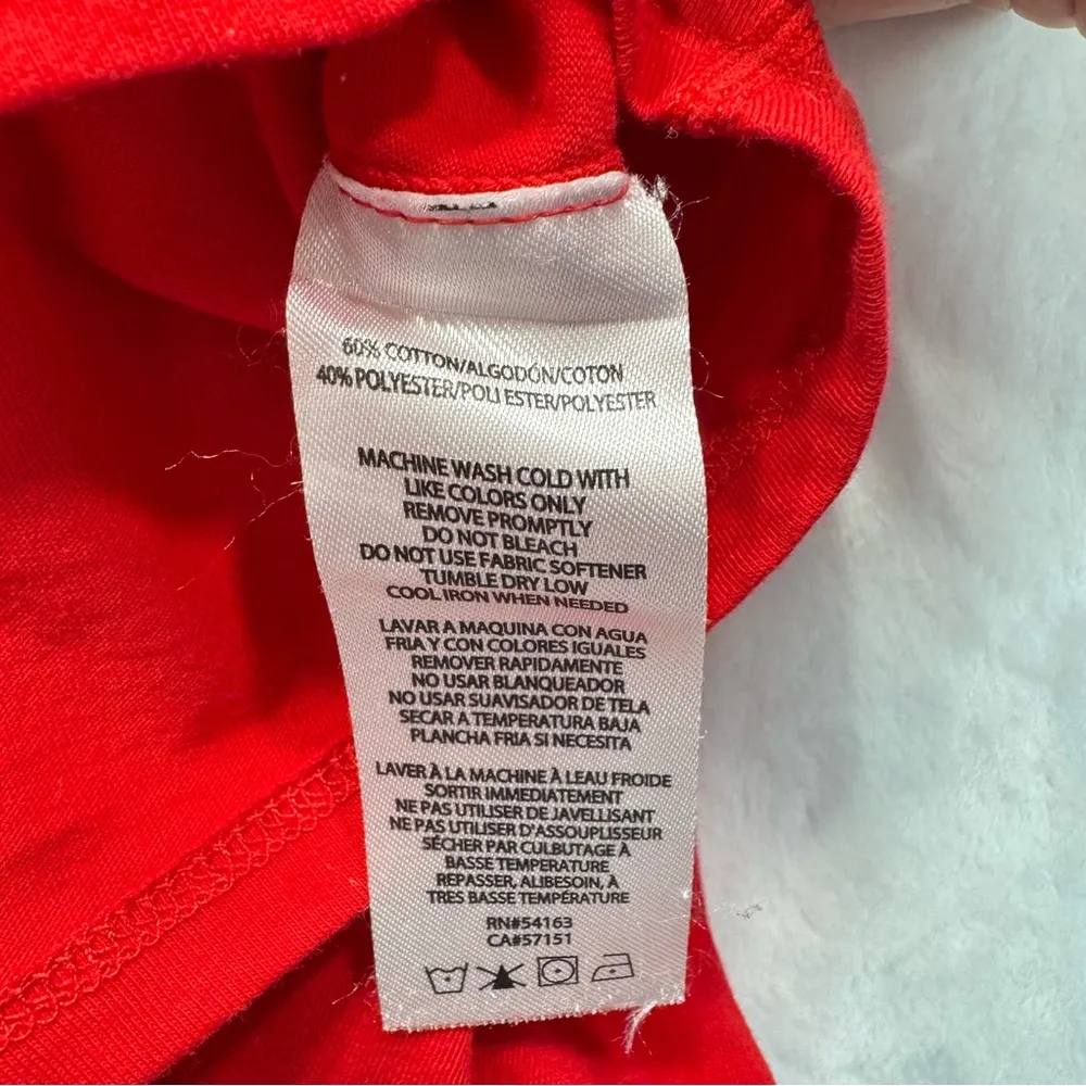 Tommy Hilfiger Red Ringer Tee with Navy & White Logo Star Cap Sleeves Slim Fit - Image 7