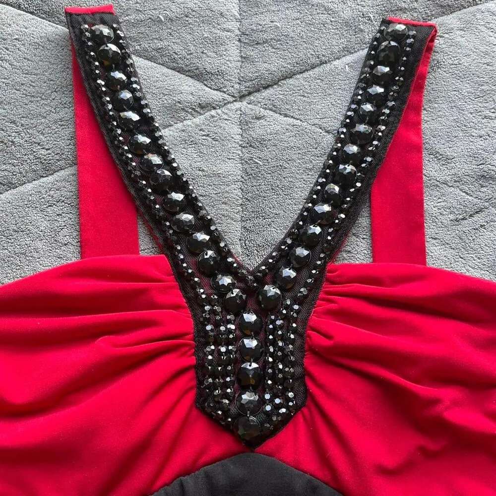 vintage y2k Studio Y red and black beaded tank top size medium - Image 3