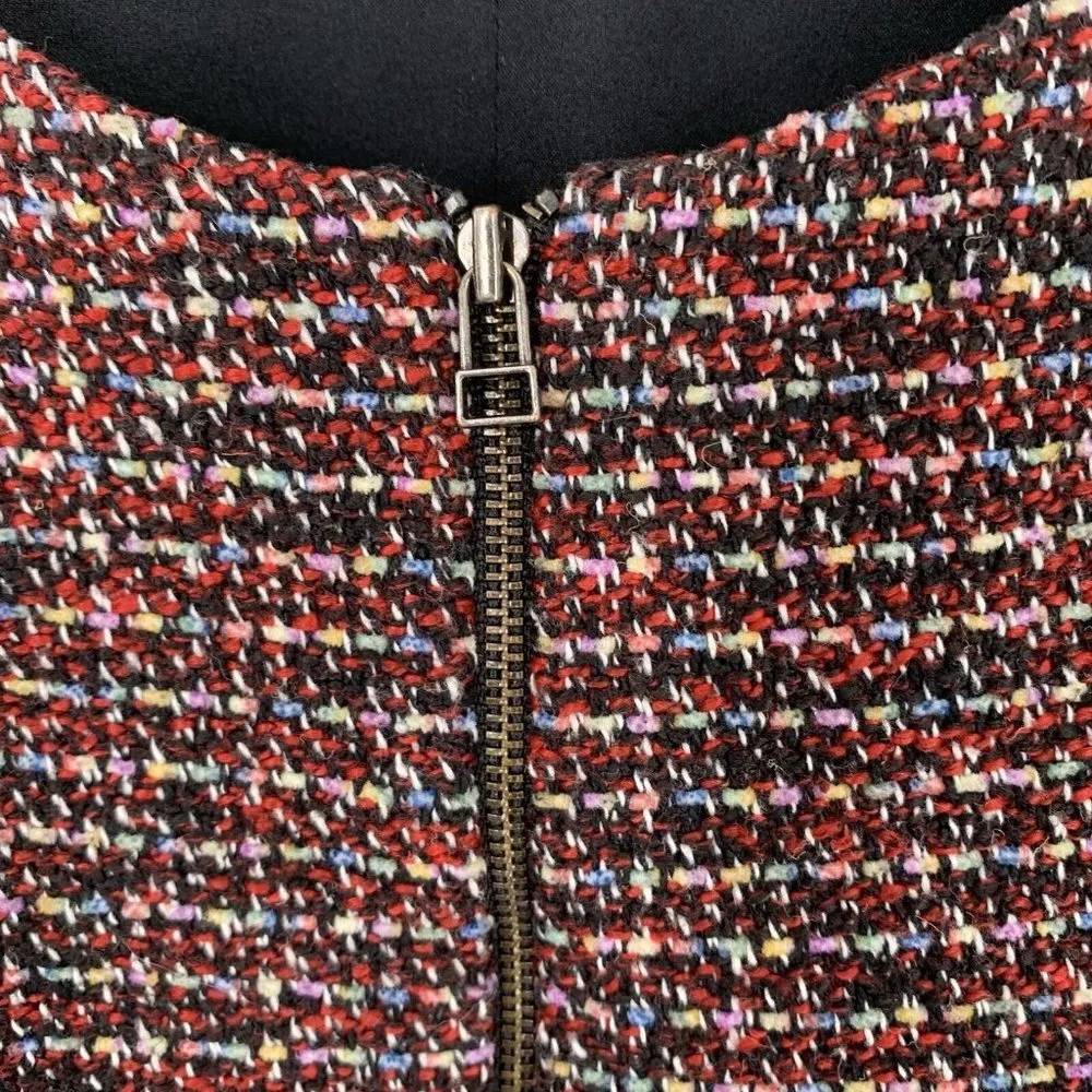 Slate & Willow Ruffle Trim Tweed Jacket Size 2 Peplum Zip Blazer - Image 6