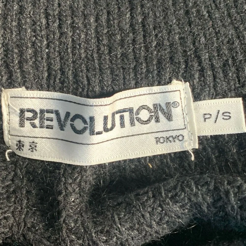 Vintage 90s Black Cable Knit Maxi Skirt Metallic Silver Studs Small Silk Angora - Image 7