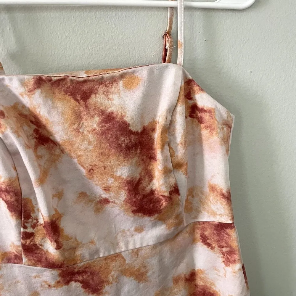 Forever 21 peach coral white straight neckline spaghetti straps formal dress - Image 2