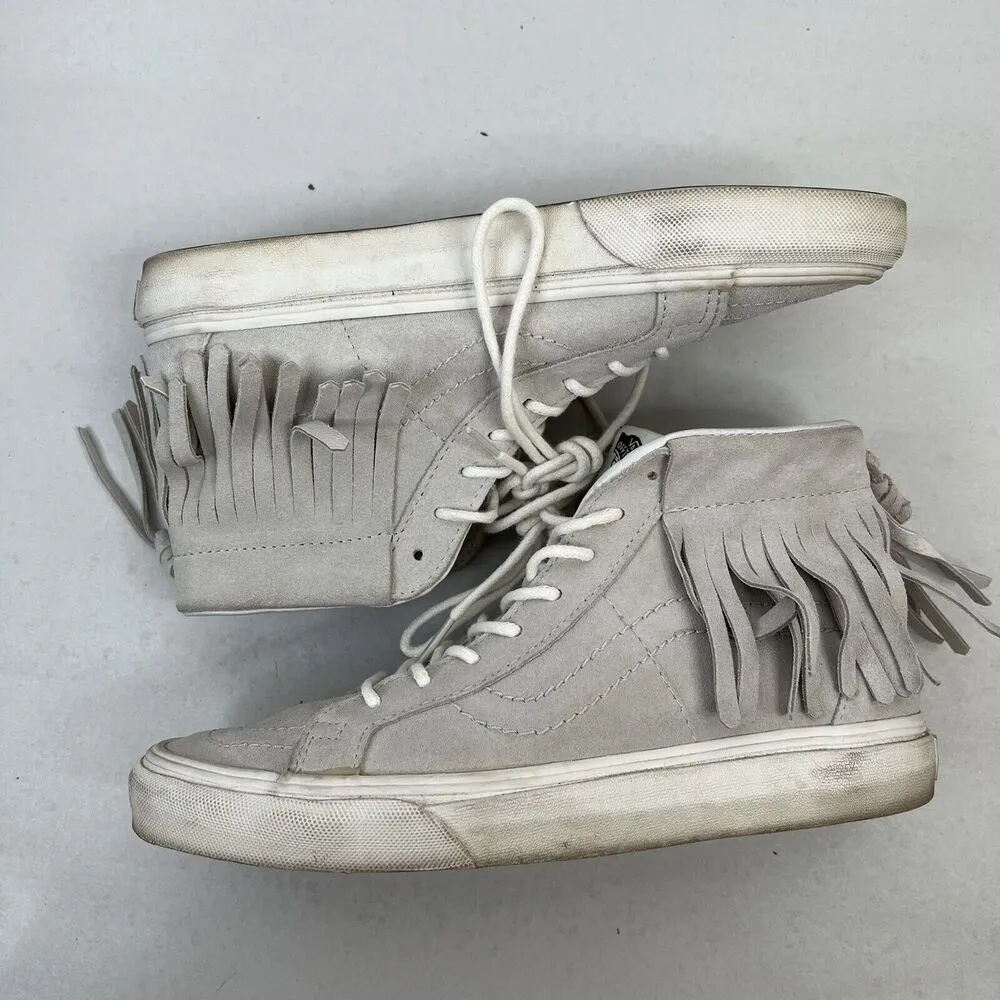 Vans Size 7.5 Shoes Sneakers SK8-Hi Moccasin High Top Fringed Gray Suede Skate - Image 4